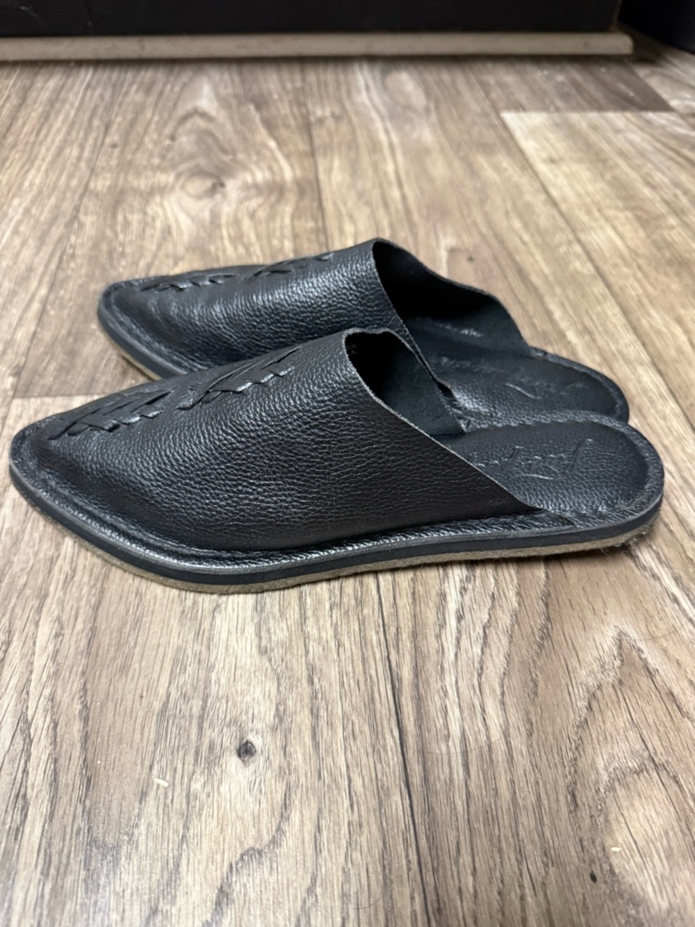 Free People Black Leather Slip-On Mules - Picture 3 of 6